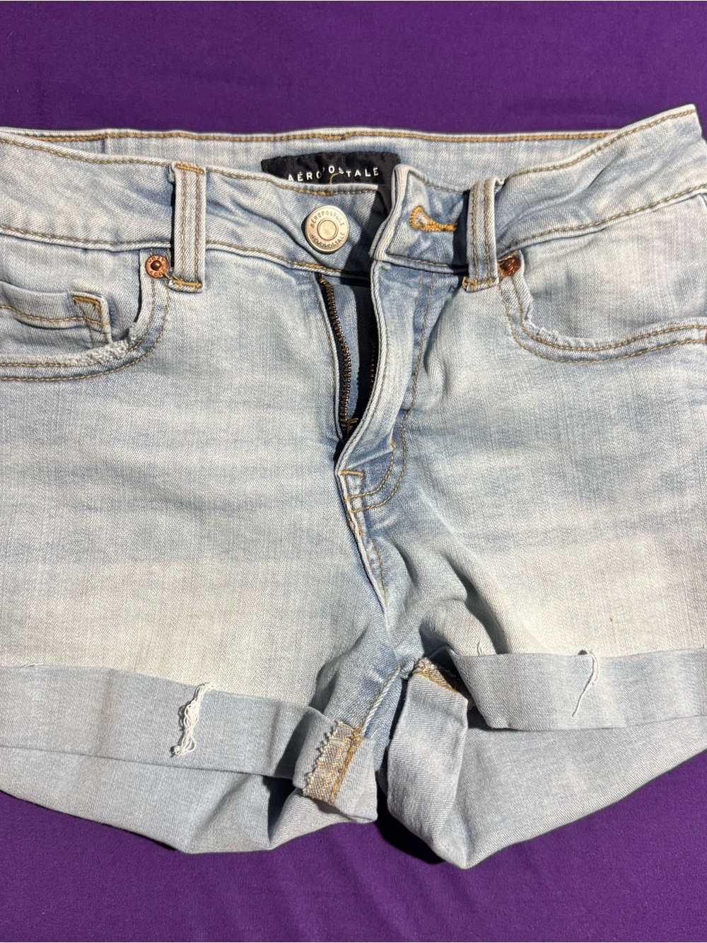 Aeropostale Light Blue Women's Denim shorts High Rise Midi